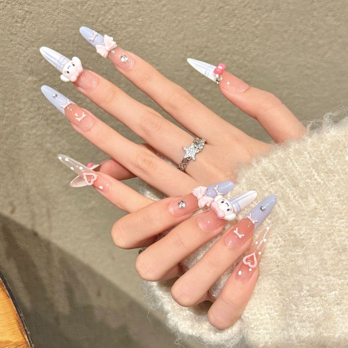 Cinnamoroll Bow Long Stiletto Press-On Nails