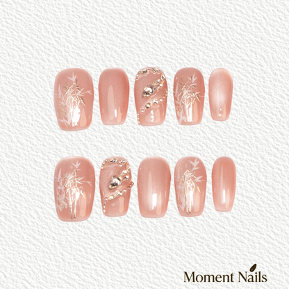 Pink Nude Bamboo Short Square Press-On Nails