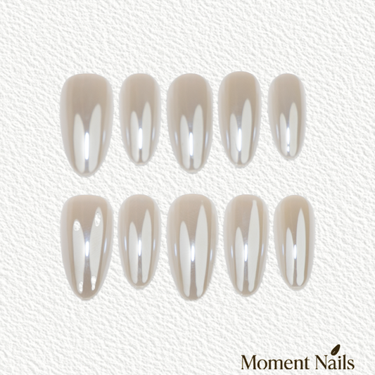 Mirror Lake Press-On Nails | Icy Grey Pearl Simple Almond