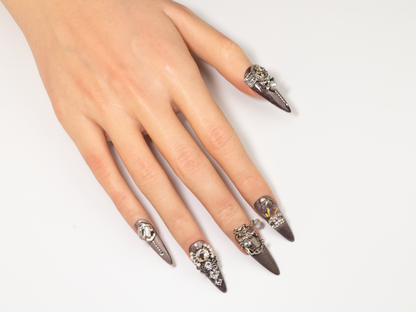 Chandelier Dreams Press-On Nails | Handmade Crystal Cat Eye Stiletto