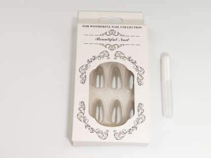 Mirror Lake Press-On Nails | Icy Grey Pearl Simple Almond