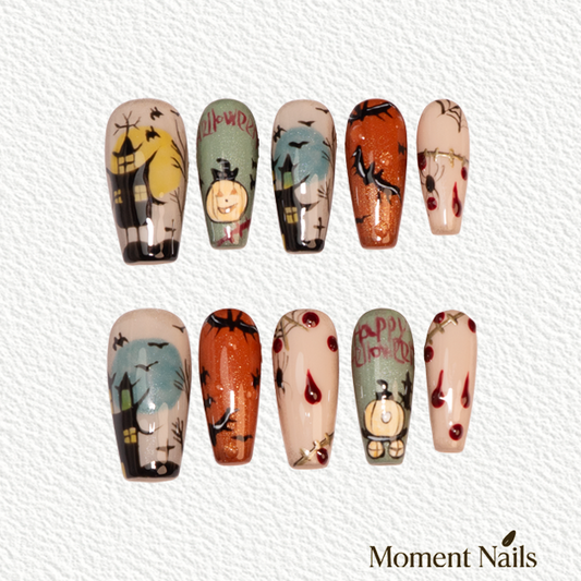 Halloween Cartoon Press-On Nails | Handmade Painted Art