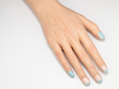 Modern Double French Press-On Nails | Mint Cuff Short Oval