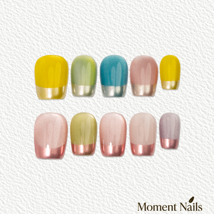 Candy Smoothie Press-On Nails | French Short Handmade Fake Nails