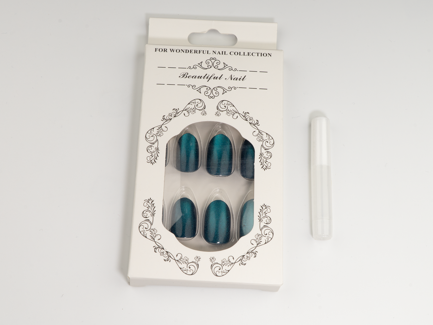 Galaxy Blue Cat Eye Press-On Nails | Teal Shimmer | Oval