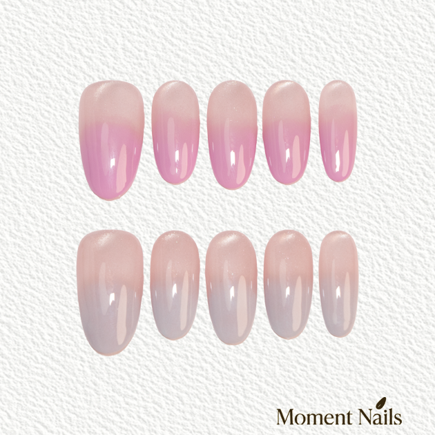 Pink Gradient Oval Press-On Nails