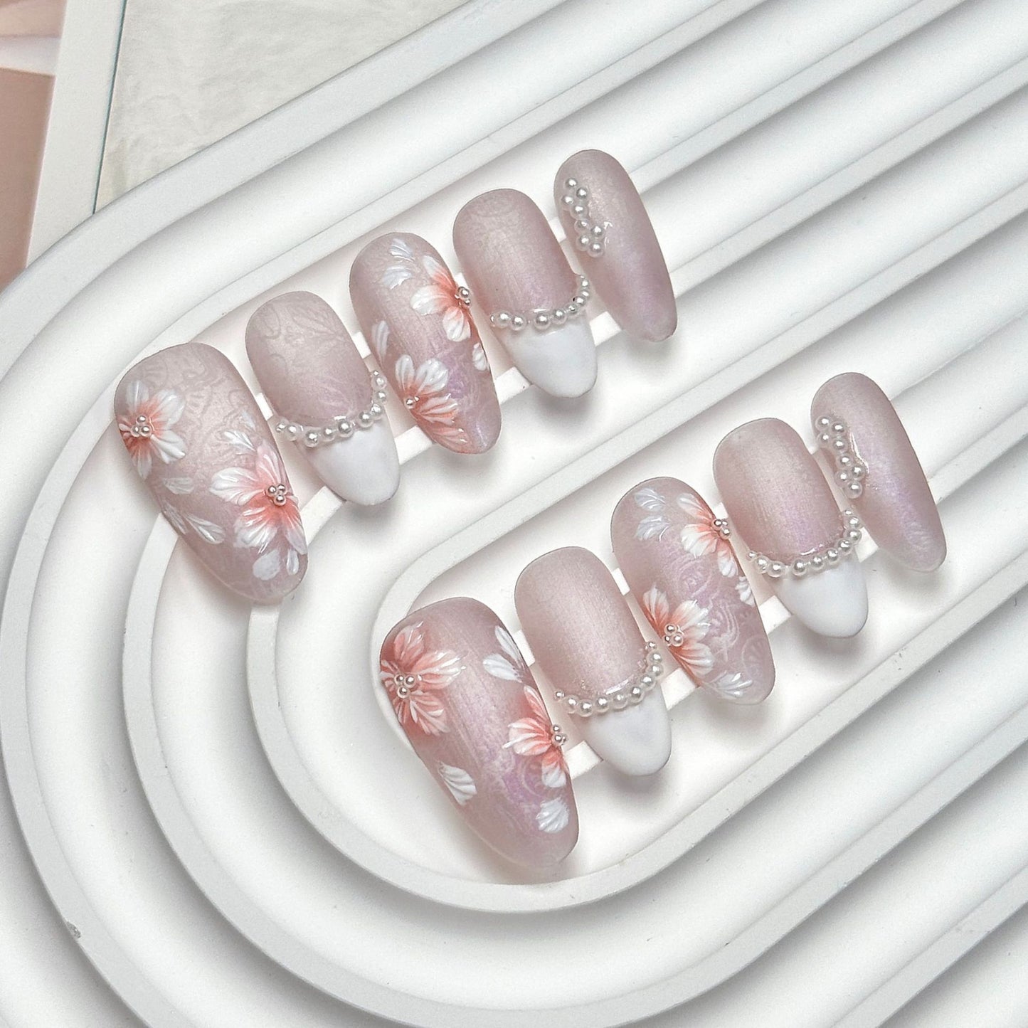 Nude Pink Sakura Oval Press-On Nails