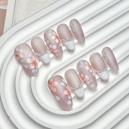 Nude Pink Sakura Oval Press-On Nails