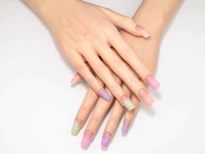 3D Outline Rainbow Press-On | Matte French Square Nails
