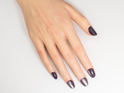 Amethyst Cat Eye Press-On Nails | Gemstone Sheen | Short Oval