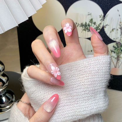 Crimson Cherry Almond Press-On Nails