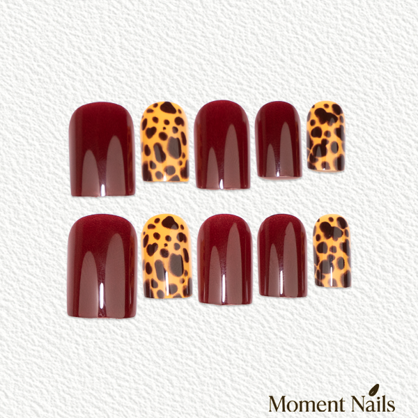 Burgundy Press-On Nails | Short Square