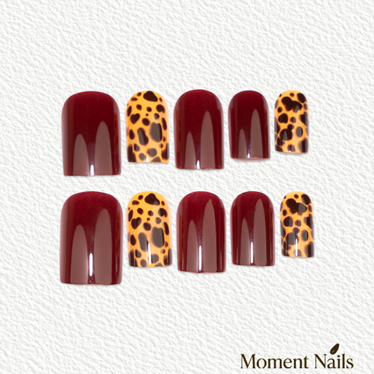 Burgundy Press-On Nails | Short Square
