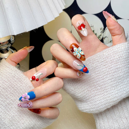 Colorful Cute Short Almond Press-On Nails