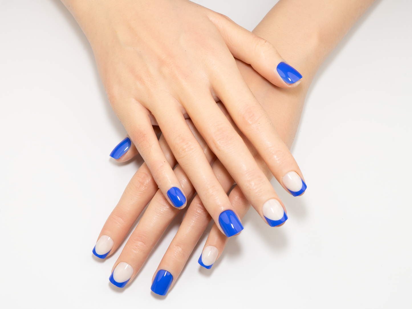 Cobalt Blue Press-On Nails | Graphic French Short Oval