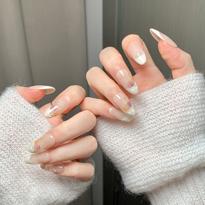Nude Sheer Floral  Press-On Nails