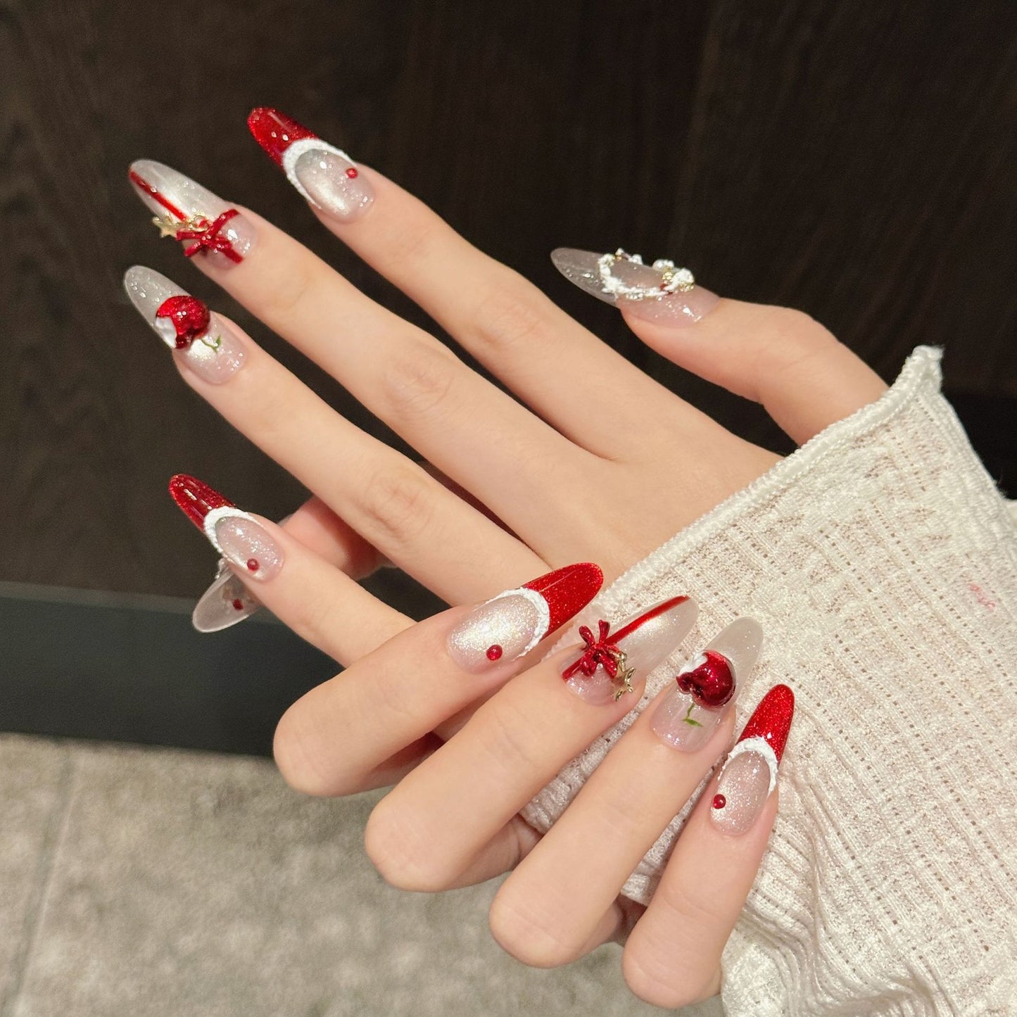 Red Cherry Bow Press-On Nails