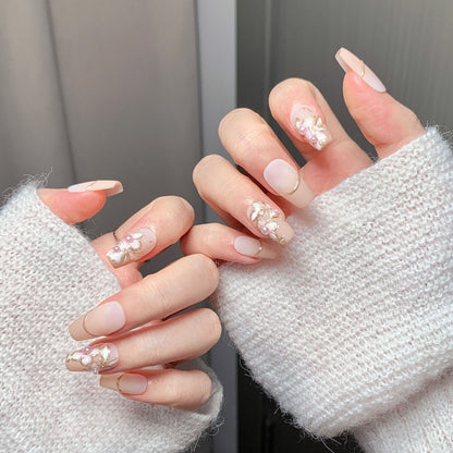 French Floral Pearl Press-On Nails