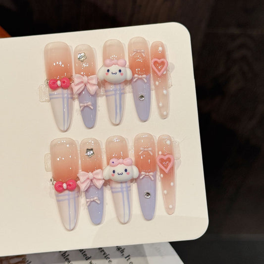 Cinnamoroll Bow Long Stiletto Press-On Nails