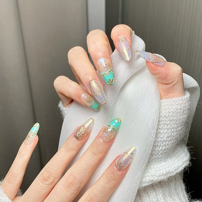 Gilded Mint Oval Press-On Nails
