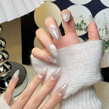 lear Glitter Gold Accent  Press-On Nails