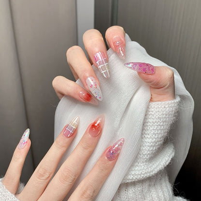 Sweet Glitter Almond Press-On Nails