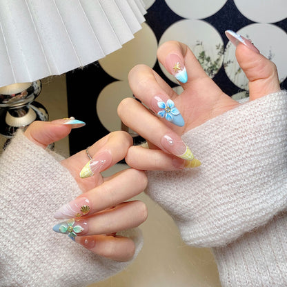 Fresh Ocean Short Almond Press-On Nails