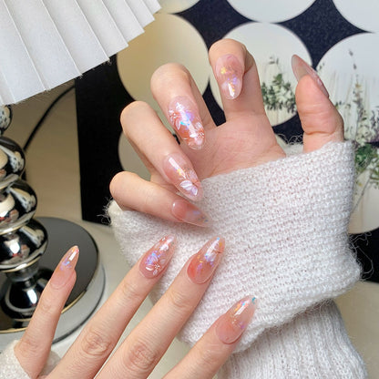 Pink-Orange Fairy Transparent Press-On Nails