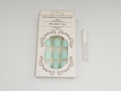 Serene Aquamarine Hue Press-On Nails | Frosted Oval