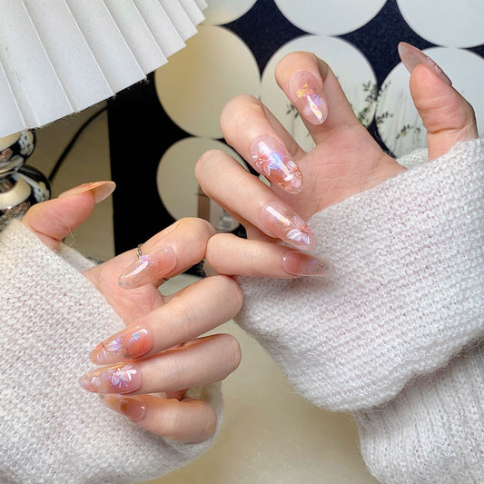 Pink-Orange Fairy Transparent Press-On Nails