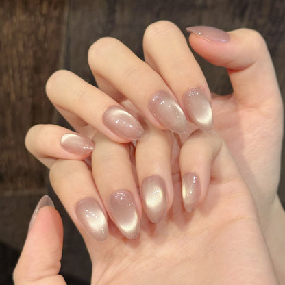 Nude Pink Pearl Almond Press-On Nails
