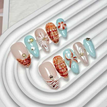 Seashell  Almond Press-On Nails