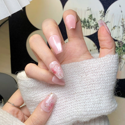 Pink Cherry Blossom Square-Round Press-On Nails