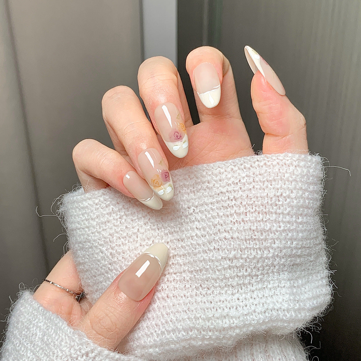 Nude Sheer Floral  Press-On Nails