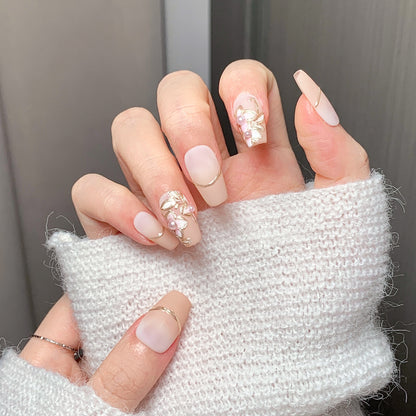 French Floral Pearl Press-On Nails