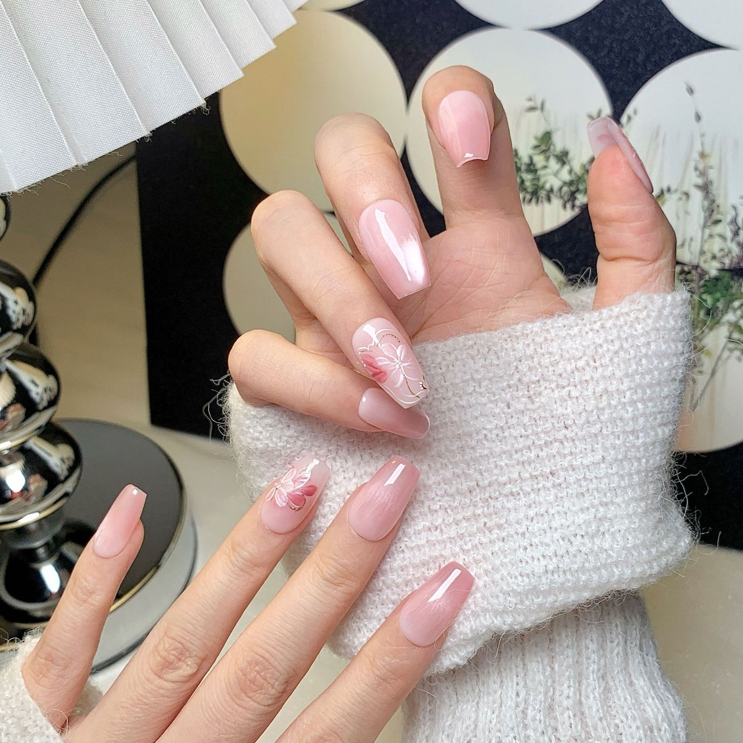 Pink Cherry Blossom Square-Round Press-On Nails