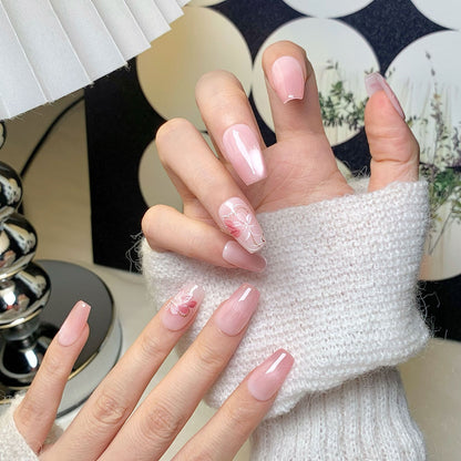 Pink Cherry Blossom Square-Round Press-On Nails