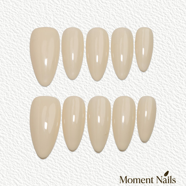 Minimalist Off-White Press-On Nails | Handmade Classic | Almond