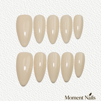 Minimalist Off-White Press-On Nails | Handmade Classic | Almond