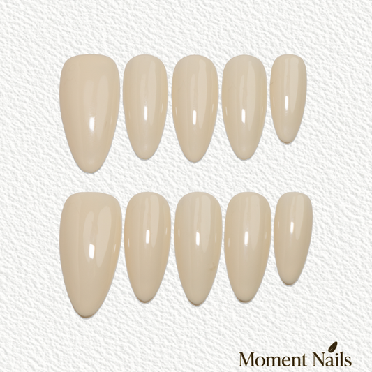 Minimalist Off-White Press-On Nails | Handmade Classic | Almond