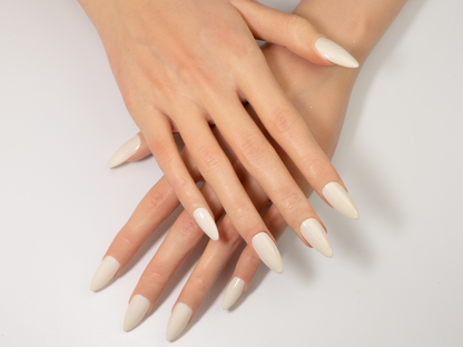 Minimalist Off-White Press-On Nails | Handmade Classic | Almond