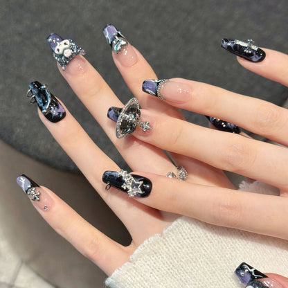 Purple Kuromi Medium Coffin Press-On Nails