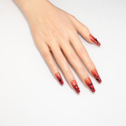 Vampire Kiss Press-On Nails | Handmade Blood Gem Glitter | Ballerina