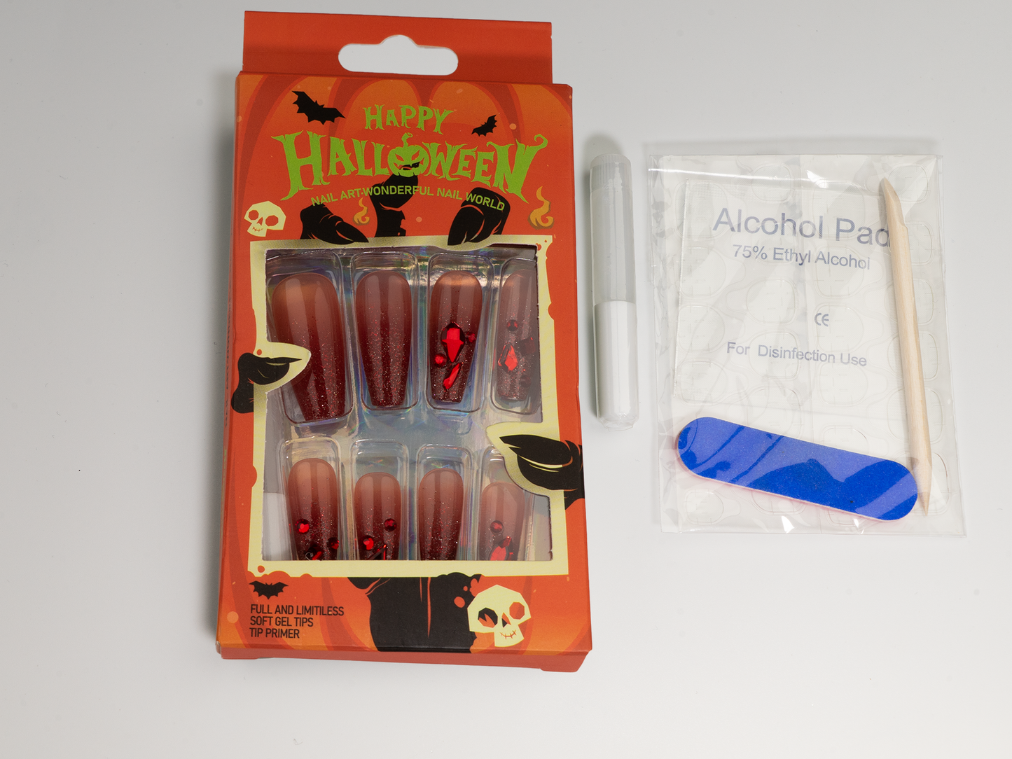 Vampire Kiss Press-On Nails | Handmade Blood Gem Glitter | Ballerina