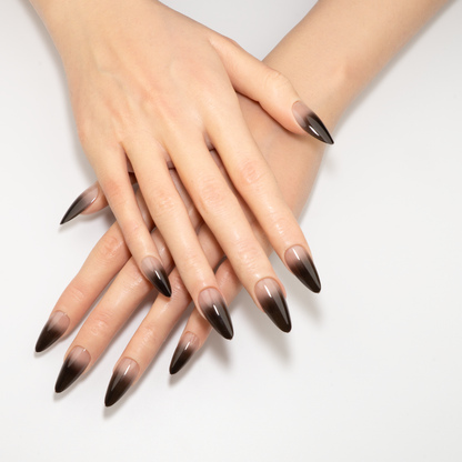 Black Ombré Press-On Nails | High Gloss Finish | Almond