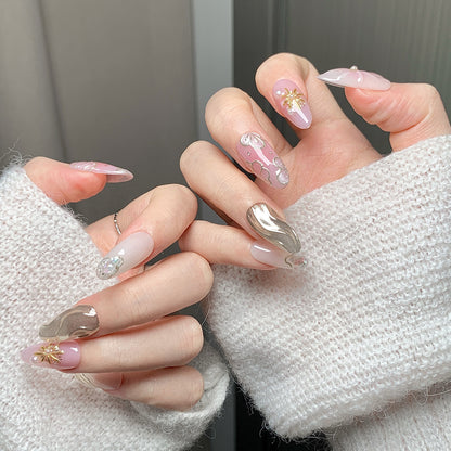 Pink-White 3D Accent  Press-On Nails