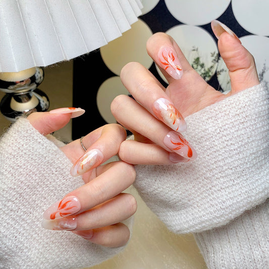 Gradient Red Koi Long Stiletto Press-On Nails