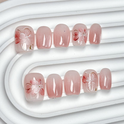 Pink Cherry Blossom Square-Round Press-On Nails