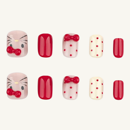 Red Bow Press-On Nails | Short Square