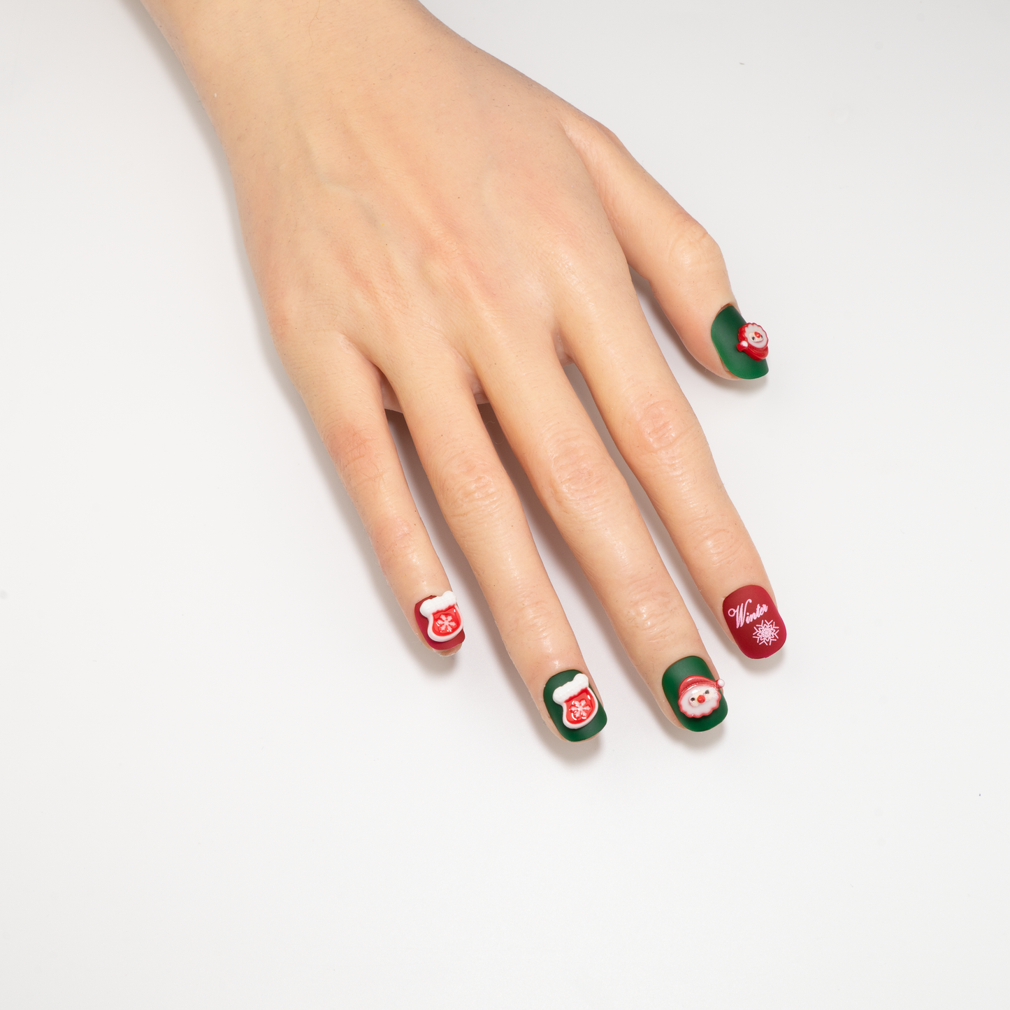 Christmas Cartoon Press-On Nails | 3D Santa Claus | Short Square